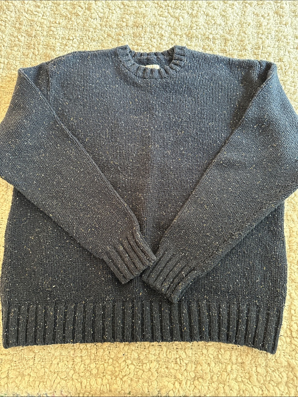 PacSun Navy Speckled Cotton Blend Crewneck Sweater